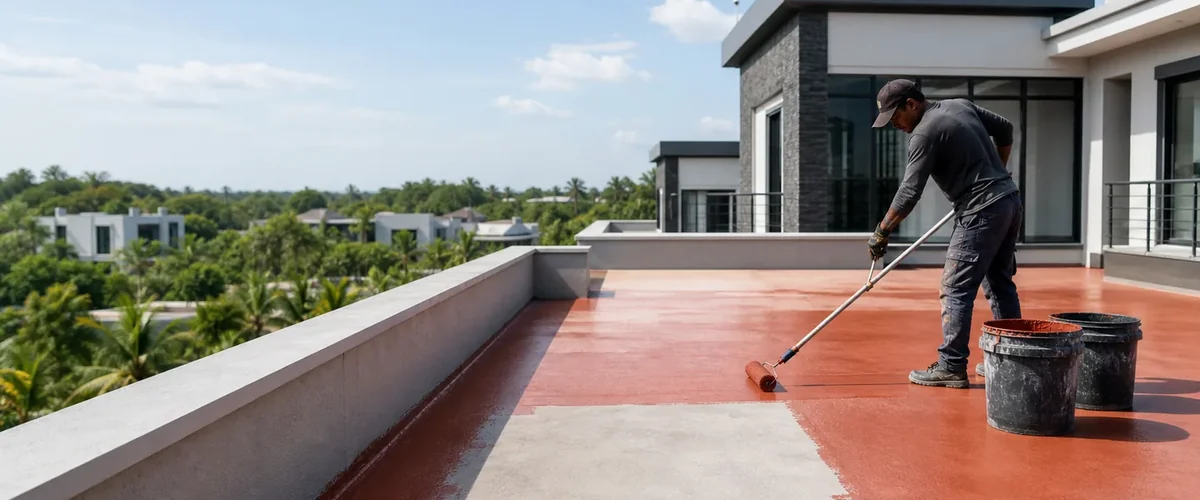 Aplikasi coating waterproofing pada atap exposed dengan hasil akhir rapi