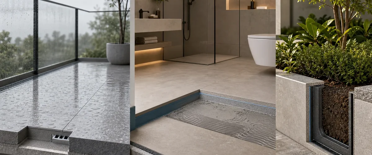 Ilustrasi pemilihan sistem waterproofing untuk balkon toilet dan planter box