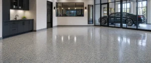 Finishing epoxy color sand pada lantai area yang butuh tampilan dekoratif dan daya tahan