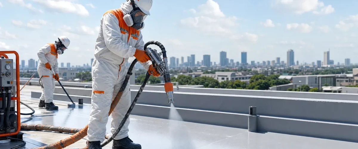 Aplikasi polyurea coating pada area rooftop dan lantai industri di Tangerang