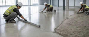 Persiapan lantai industri dengan pengecekan kerataan sebelum leveling dan screed
