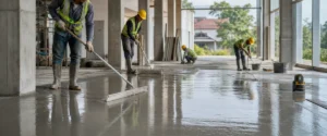 Aplikasi material floor leveling untuk meratakan lantai komersial