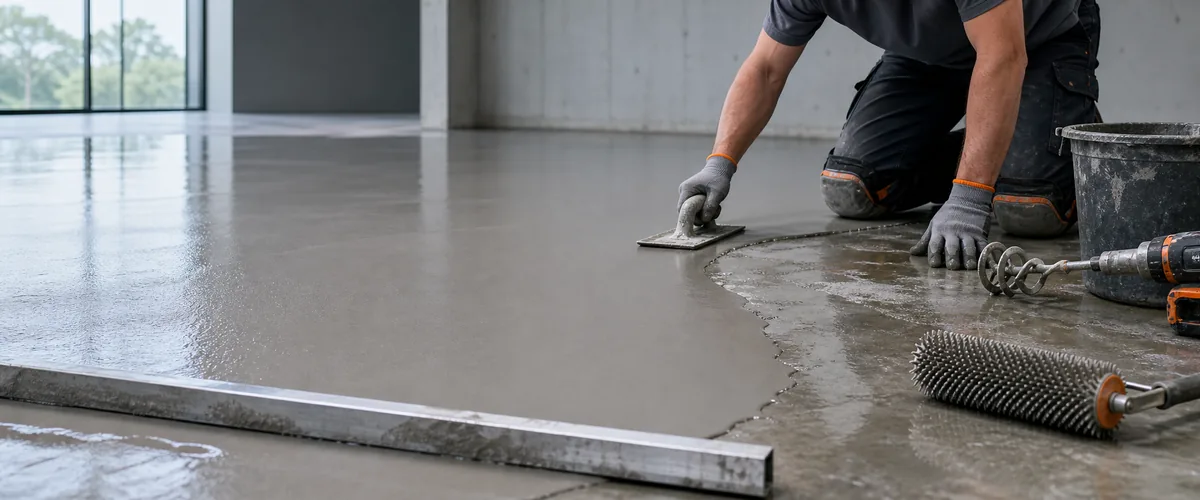 Aplikasi screed pada substrat beton lembap sebelum coating resin