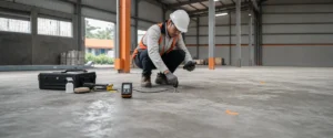 Persiapan lantai lembap sebelum aplikasi coating pada area industri