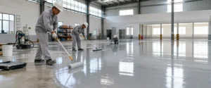 Aplikasi TOA FloorGuard 100 pada area lantai yang disiapkan untuk sistem floor coating
