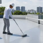 Material waterproofing rooftop dengan aplikasi coating elastis pada deck terbuka