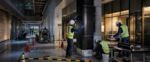 Persiapan proyek carbon fiber laminate pada bangunan aktif untuk menekan downtime dan gangguan operasional