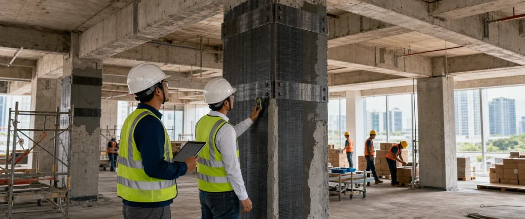 Inspeksi struktur beton gedung untuk penentuan kebutuhan perkuatan