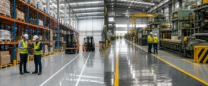 Perbandingan zona gudang dan pabrik dengan kebutuhan epoxy lantai yang berbeda