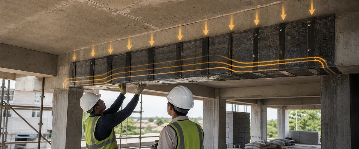 Perkuatan balok beton pada bangunan existing dengan fokus fungsi elemen dan arah beban