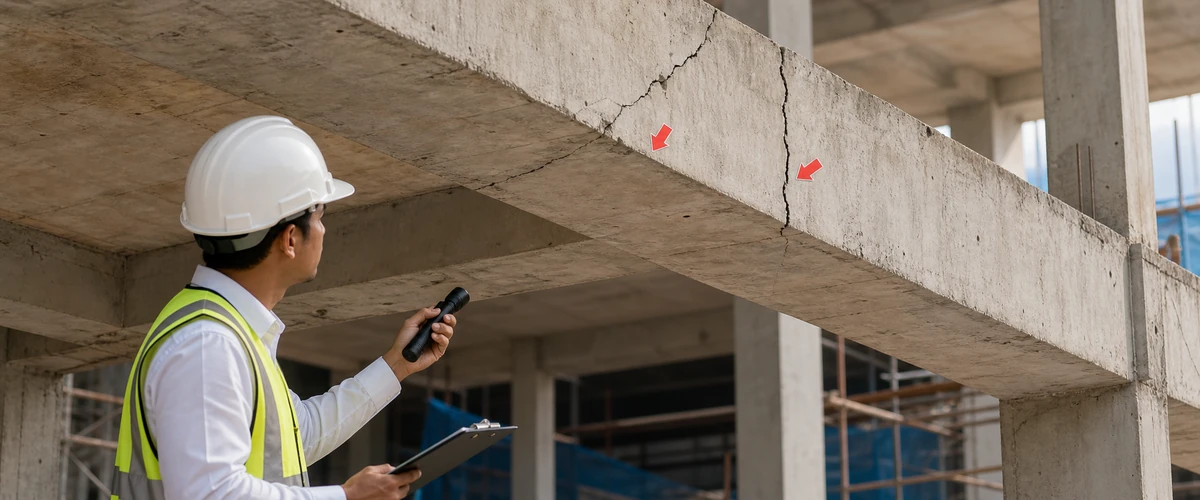 Inspeksi retak struktural beton untuk membedakan penanganan lokal dan kebutuhan strengthening